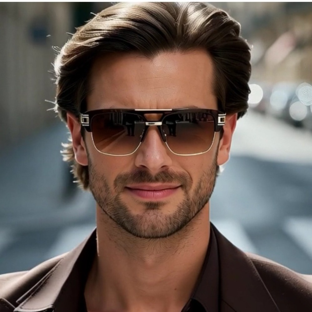 Oversized Square Sunglasses for Men Women Retro Fashion Brown Lens outdoor Style